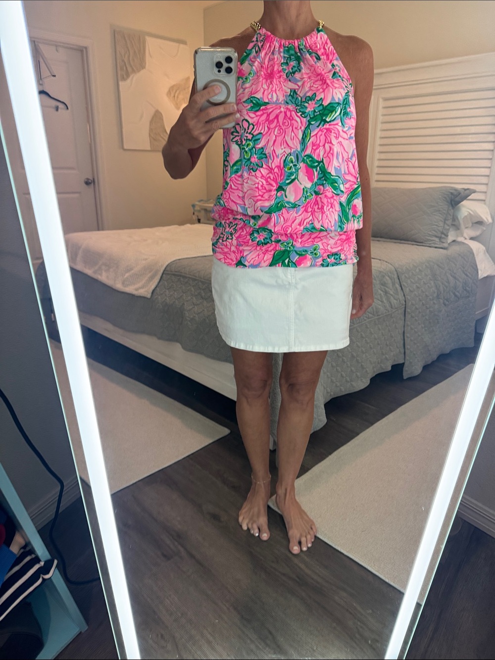 Lilly Pulitzer Pink Floral Halter Blouse
